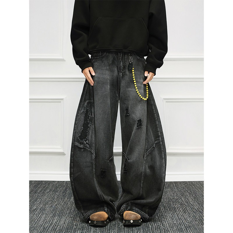 Men'S Fashion Grey Jeans - Calças Jeans Masculinas Vintage de Estilo