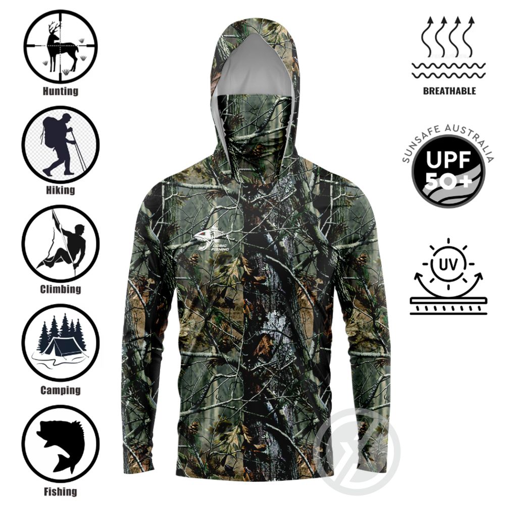 Mens Fashion Summer - Camisa de Pesca com Capuz UPF50+