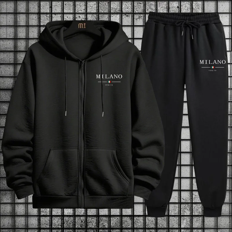 Mens Fashion Zip Up Hoodies - Conjunto de Treino Masculino Primavera 2026:
