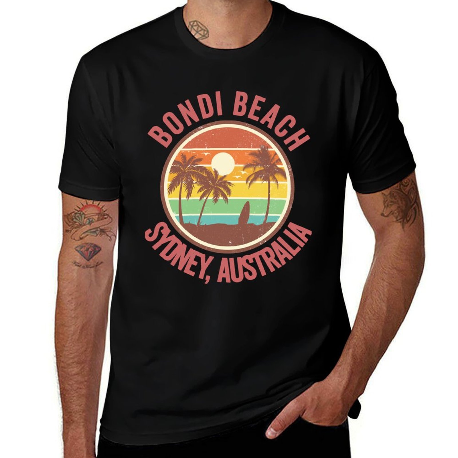 Men'S Fashion Sydney - Camiseta retrô Bondi Beach Sydney Austrália