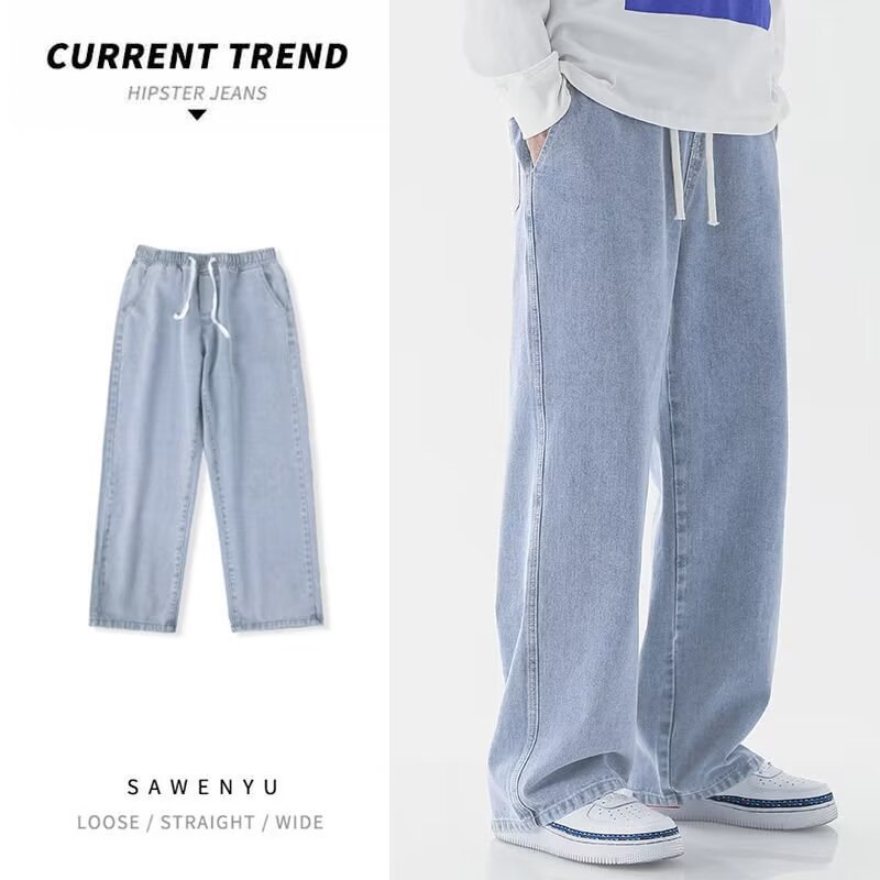 Men'S Fashion Grey Jeans - Calças Jeans Masculinas Estilo Coreano Streetwear,