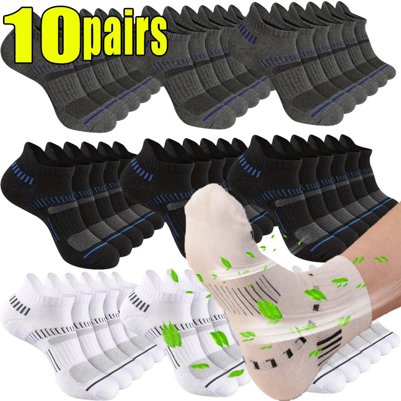 Socks Ankle Men - 1-10 pares de malha respirável meias