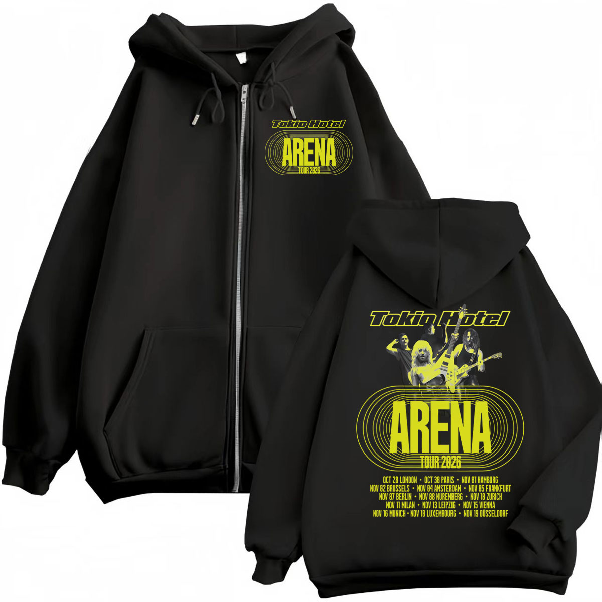 Mens Fashion Zip Up Hoodies - Tokio Hotel Arena Tour 2026: Moletom