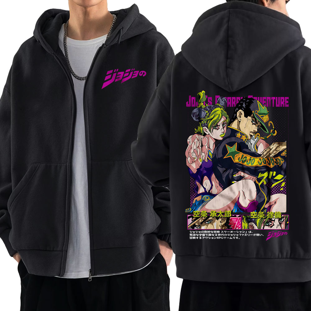 Anime jojo aventura bizarra zí - Mens Fashion Zip Up Hoodies avaliação e preço