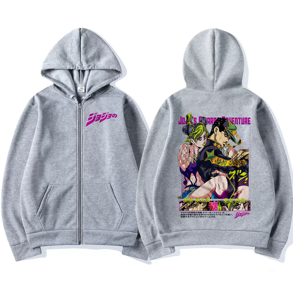 Anime jojo aventura bizarra zí - Mens Fashion Zip Up Hoodies avaliação e preço