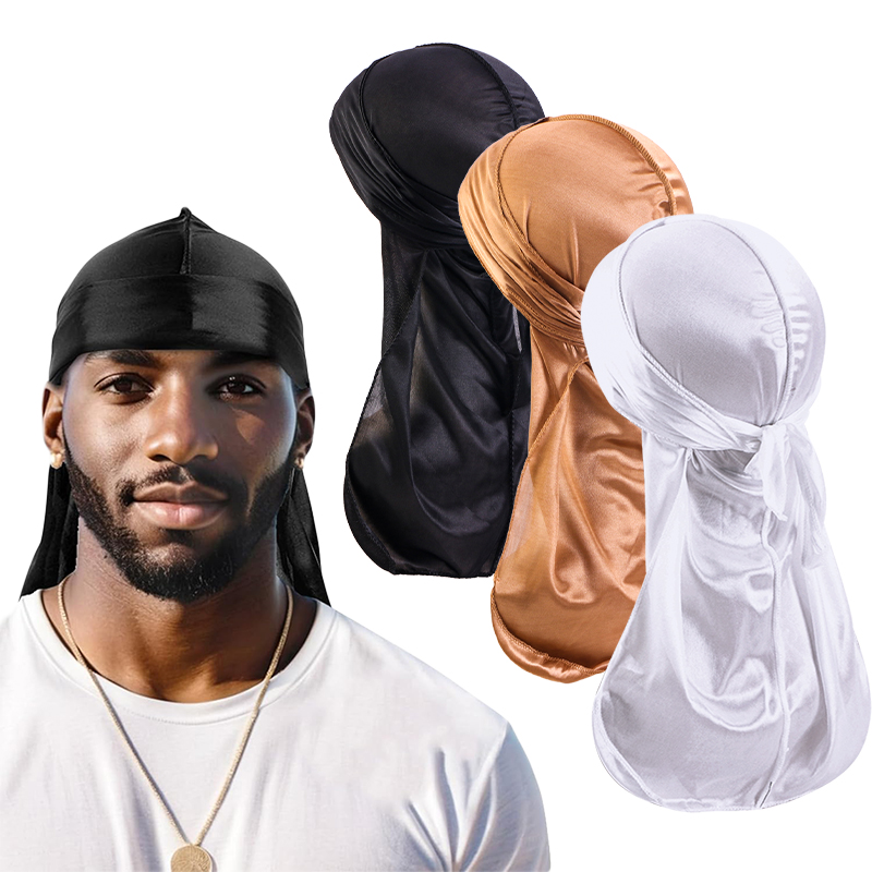 3 pçs/lote longo durag seda ce - Men'S Fashion With Hat avaliação e preço