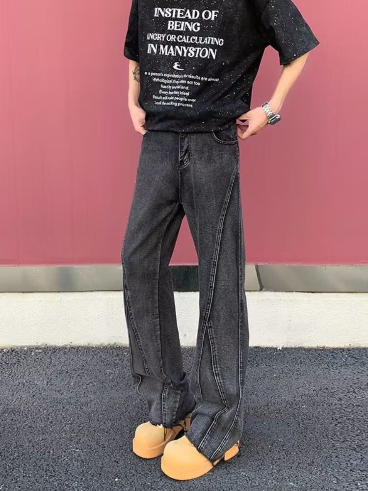 Calça Jeans Slim Empilhada Y2K - Men'S Fashion Grey Jeans avaliação e preço