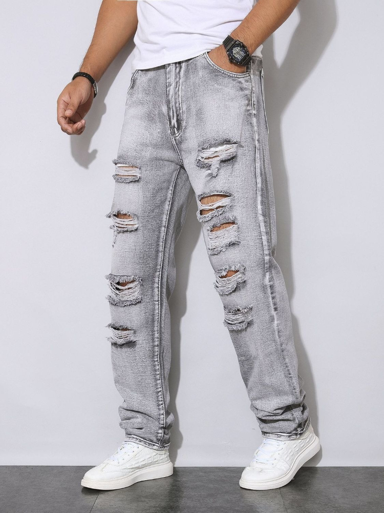 Calças Jeans Masculinas Cinza  - Men'S Fashion Grey Jeans avaliação e preço