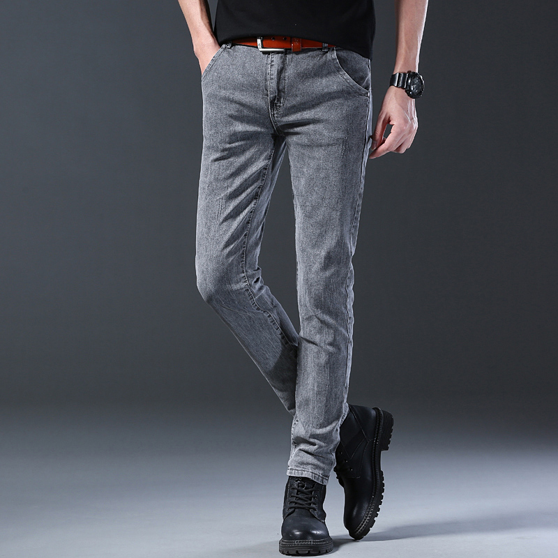 Calças Jeans Masculinas Slim E - Men'S Fashion Grey Jeans avaliação e preço