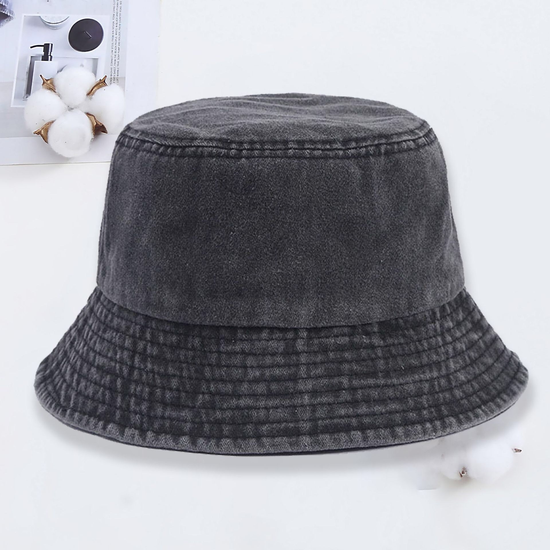 Chapéu Bucket de Denim com Log - Men'S Fashion With Hat avaliação e preço