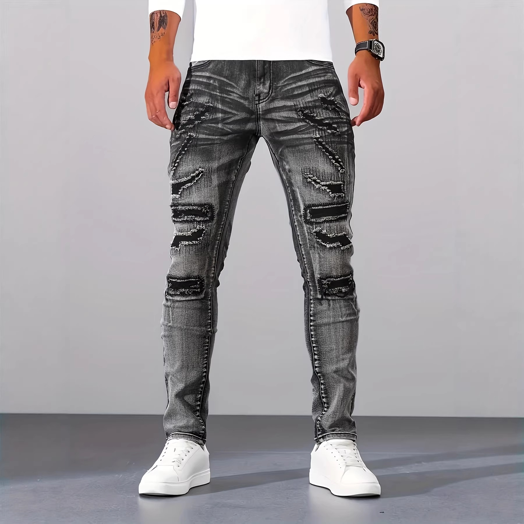 Calças Jeans Masculinas Cinza  - Men'S Fashion Grey Jeans avaliação e preço
