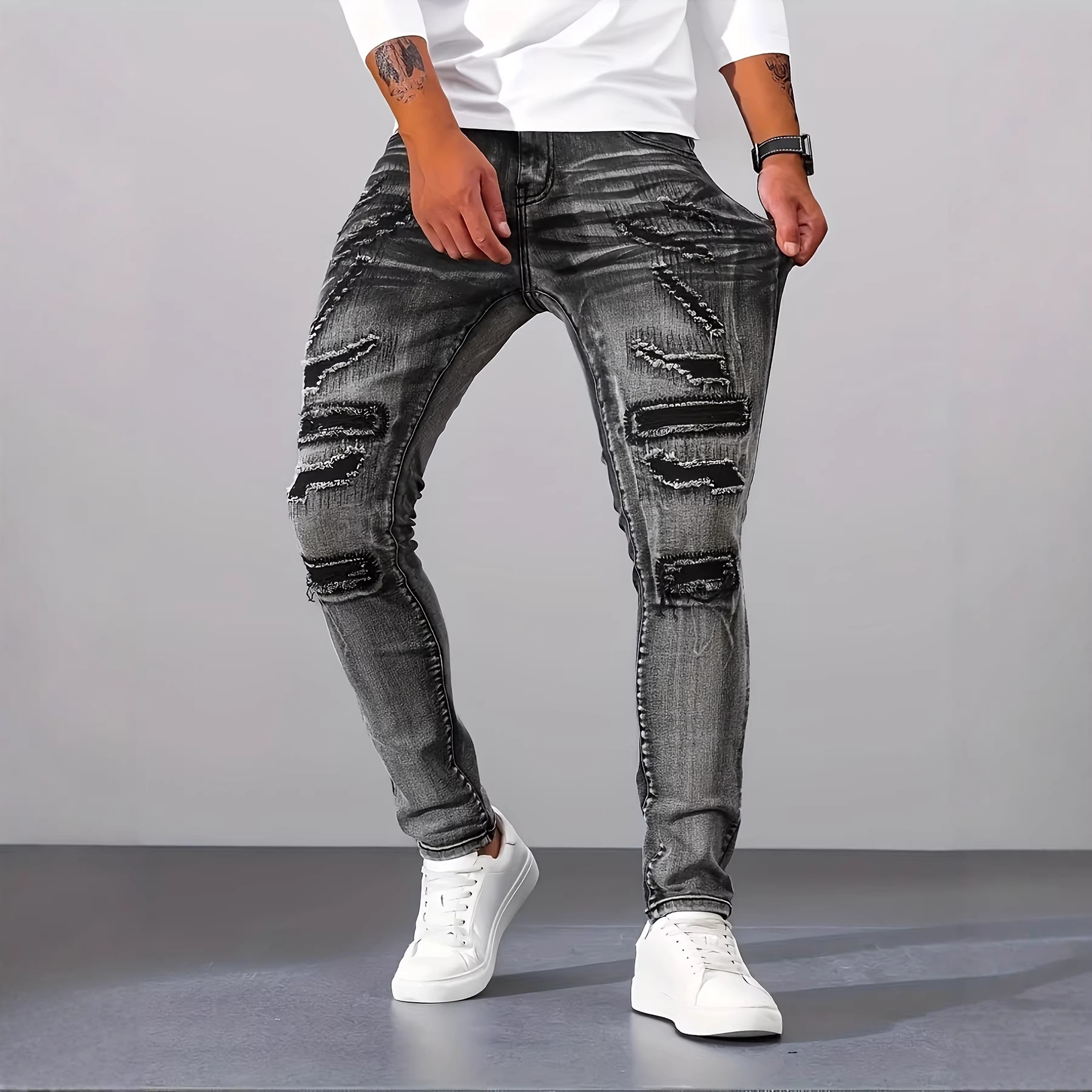 Calças Jeans Masculinas Cinza  - Men'S Fashion Grey Jeans avaliação e preço