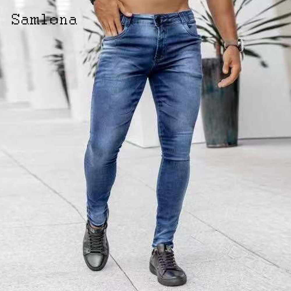 Samlona-Jeans jeans skinny mas - Men'S Fashion Grey Jeans avaliação e preço