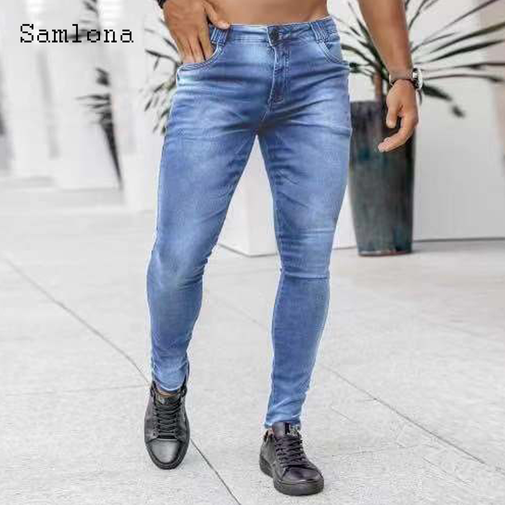 Samlona-Jeans jeans skinny mas - Men'S Fashion Grey Jeans avaliação e preço