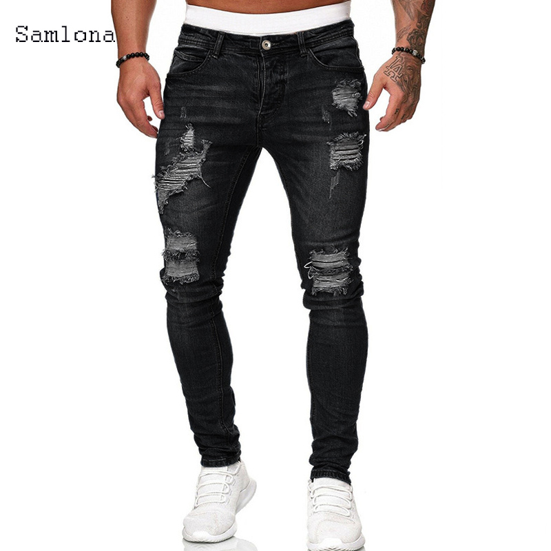 Samlona-Jeans jeans skinny mas - Men'S Fashion Grey Jeans avaliação e preço