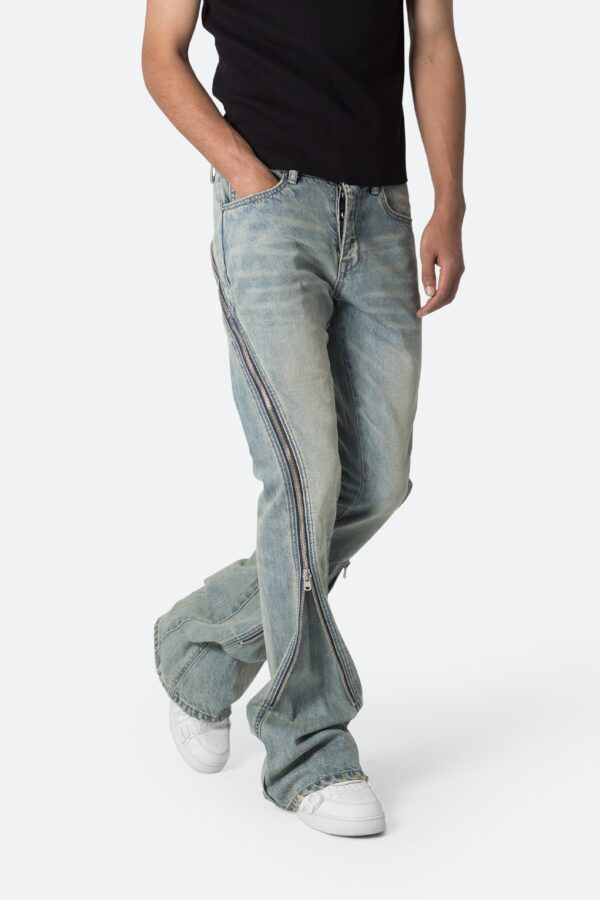 Calças Jeans Flare Simples e B - Men'S Fashion Grey Jeans avaliação e preço