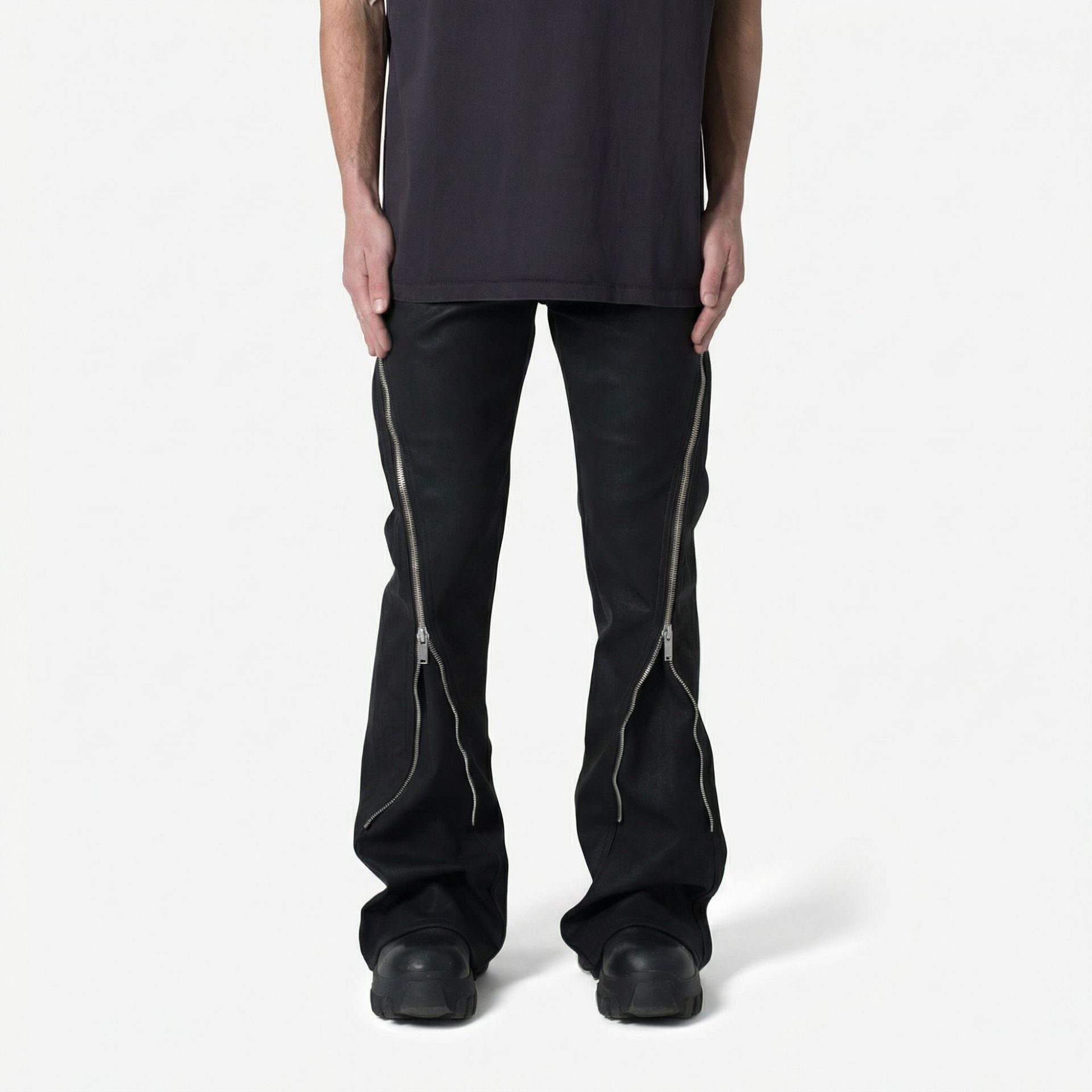 Calças Jeans Flare Simples e B - Men'S Fashion Grey Jeans avaliação e preço