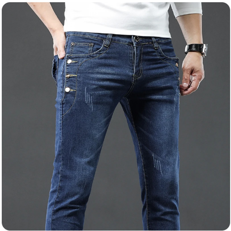 Clássico fino vintage moda mas - Men'S Fashion Grey Jeans avaliação e preço