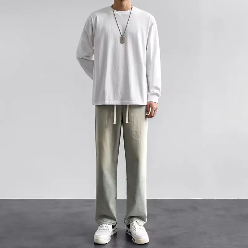 Estilo coreano streetwear nova - Men'S Fashion Grey Jeans avaliação e preço
